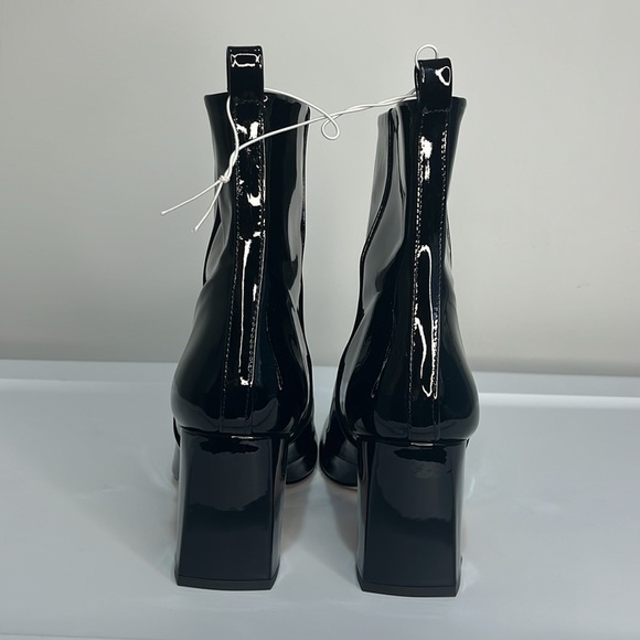 Good American Ankle Boot Women's 8.5 Black Patent Leather Square Toe Square Heel - Picture 6 of 15